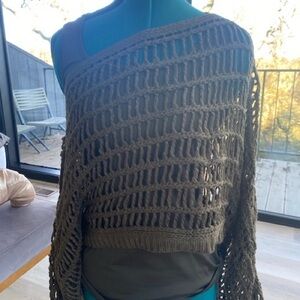 Open-Knit Olive brown sweater with matching tank top M/L